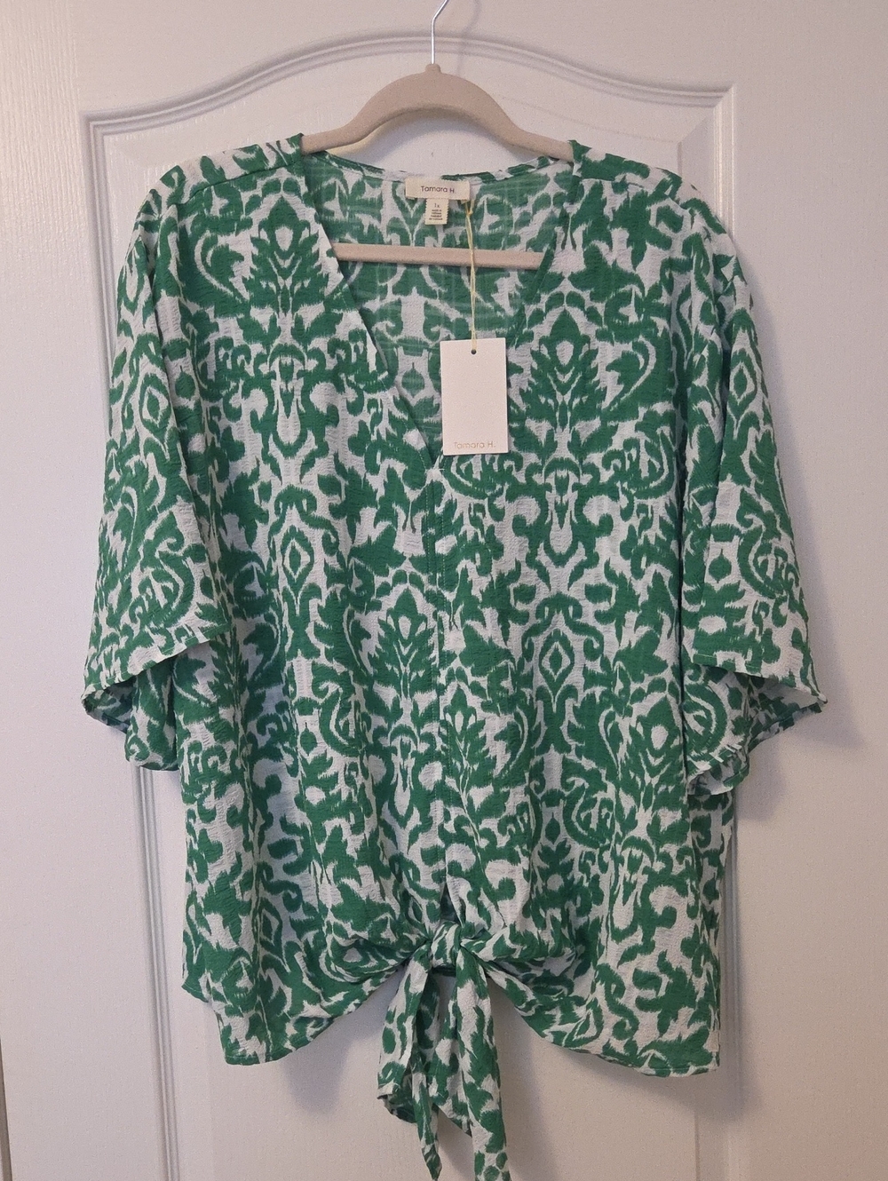 Green Ikat Tie-Front Blouse by Sonoma